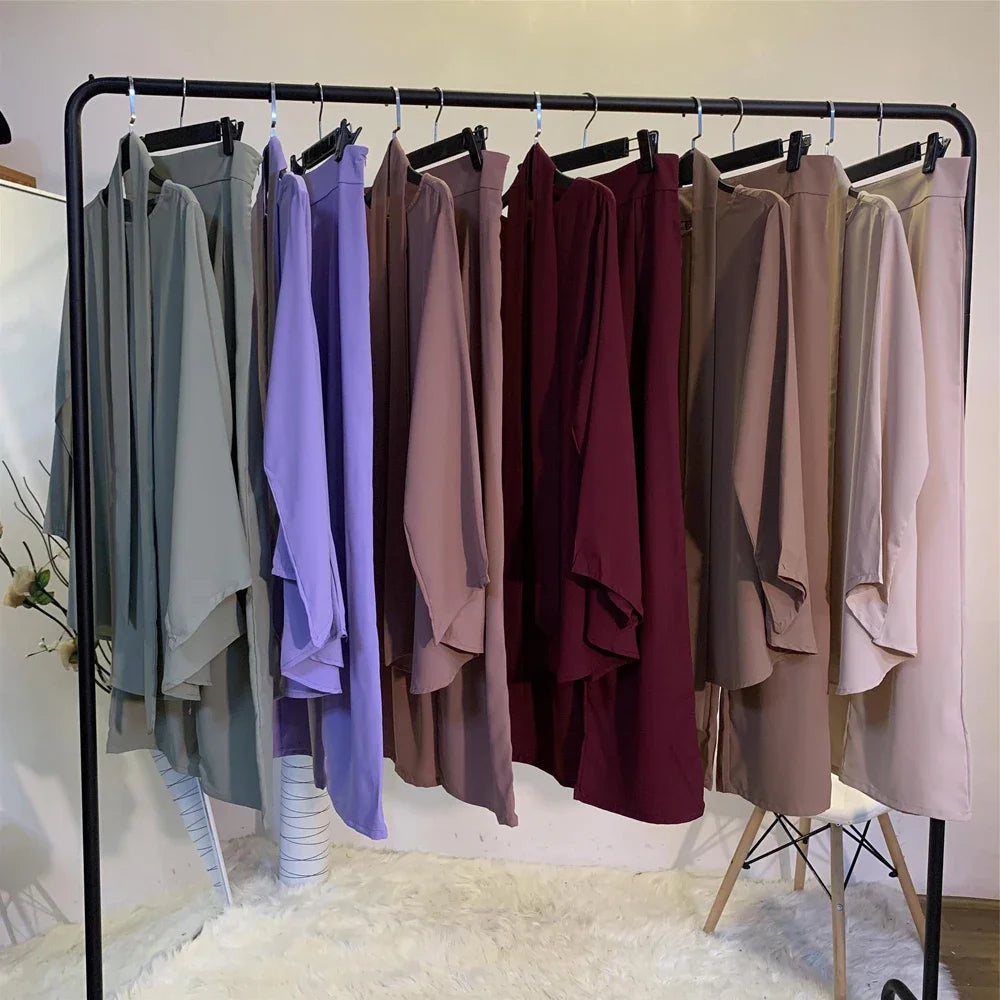 Two-pieces Abaya Turkish Kimono Tops Pants Muslim Dress Abayas Hijab Robe Dubai Caftan Kaftan Islam Clothing For Women Fashion