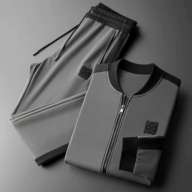 2025 Spring and Autumn New Fashion Trend Baseball Jacket Set Men's Casual Loose Sports Large Size High Quality Two-Piece Set