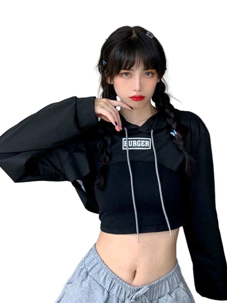 Shop Sleek Hoodies Women Loose Short Belly