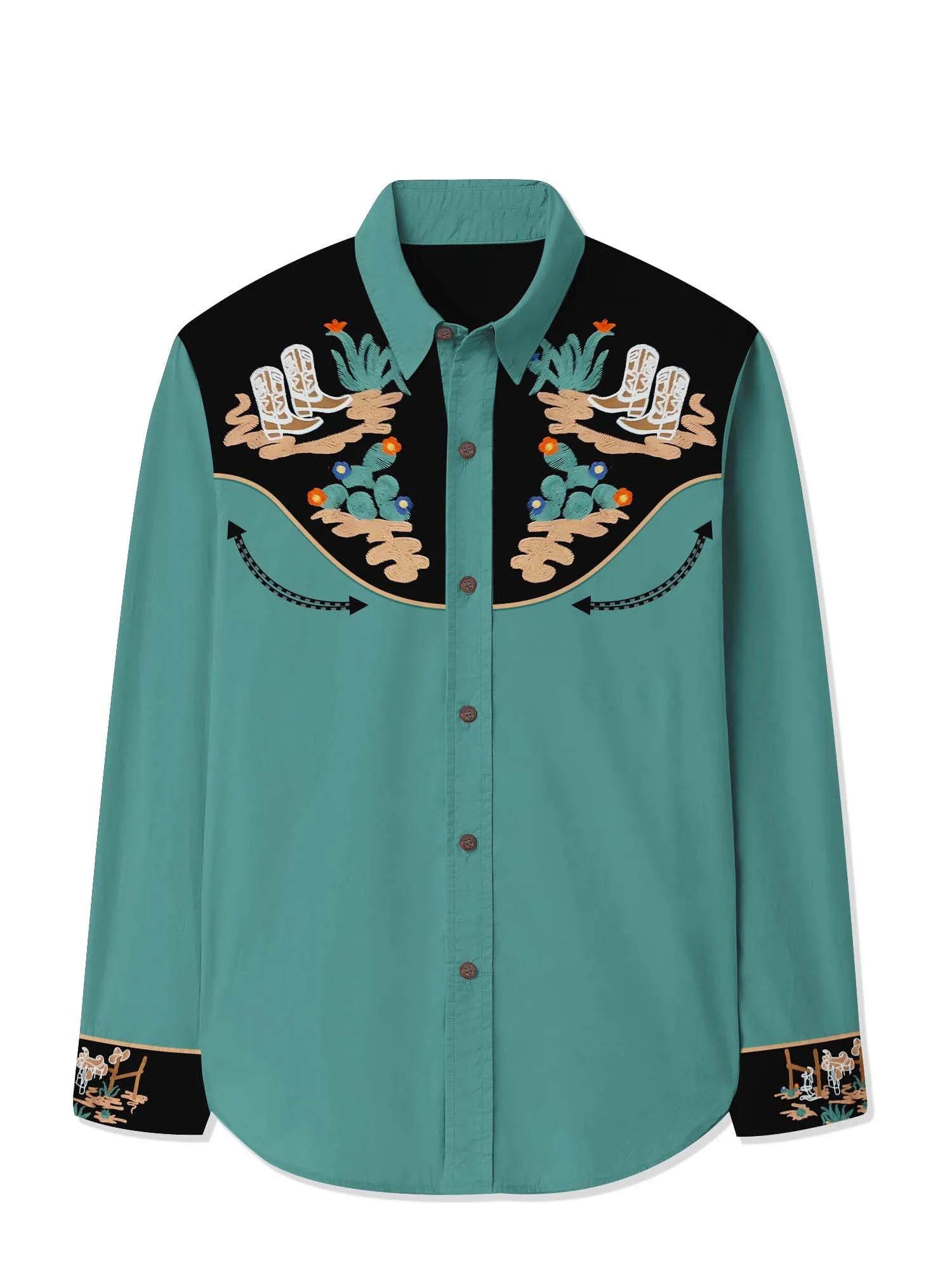 Men's Collar Printed Top Camisa Manga Larga Hombre