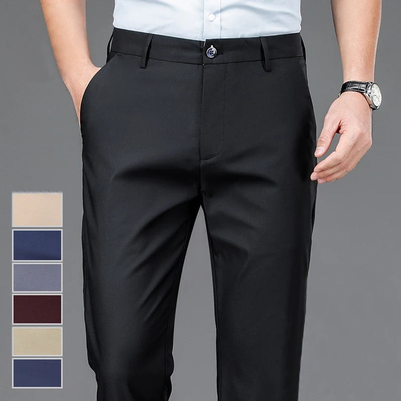 Male Pants Stretch pants Smart Casual Men's Office Quick Dry Suit Straight Pants