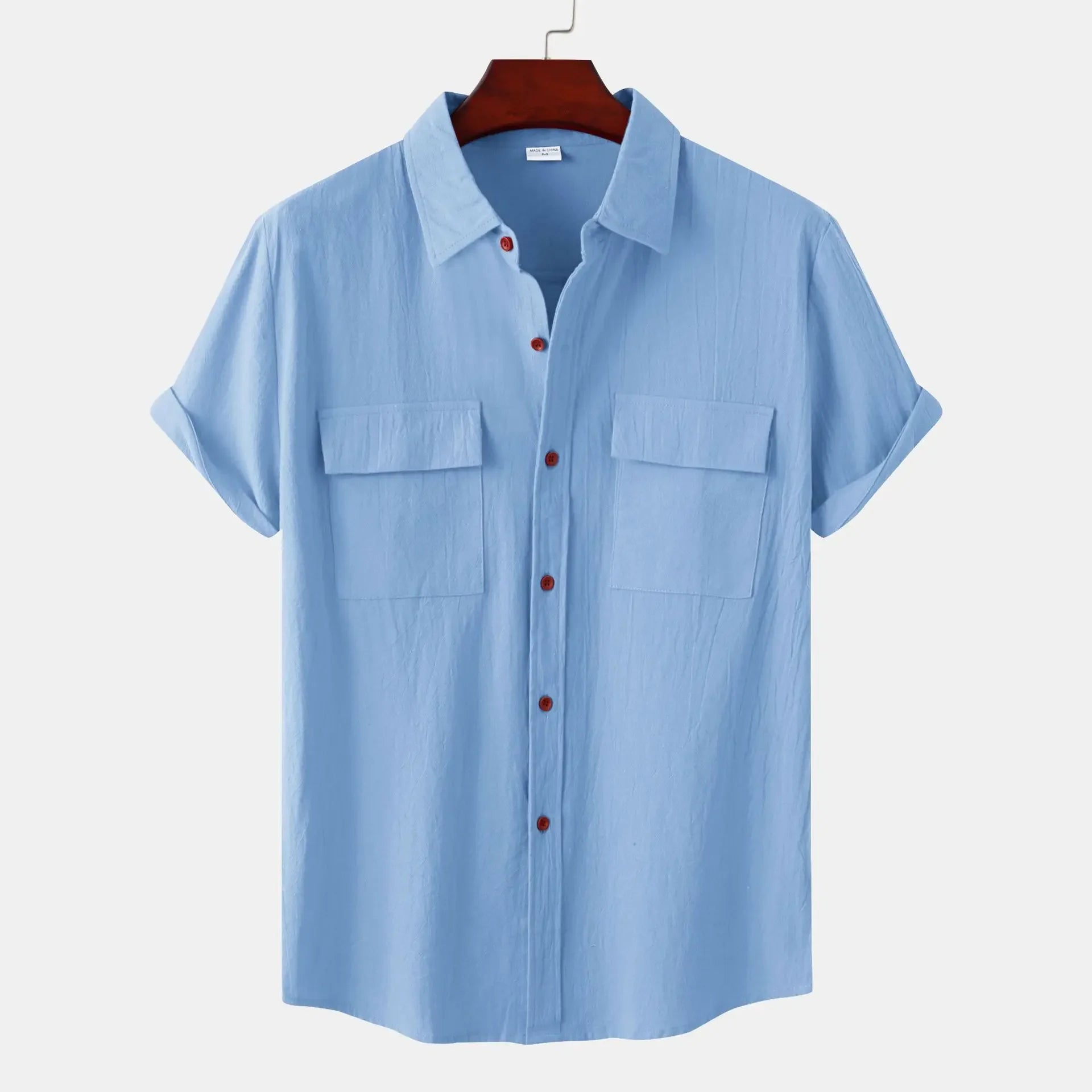Men's Linen T Shirts Fashion Tiki Blouses cotton