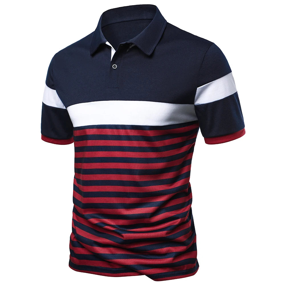 Men's Polo Shirt Stripe Matching Men's Top Business Casual Style Short Sleeve For Men