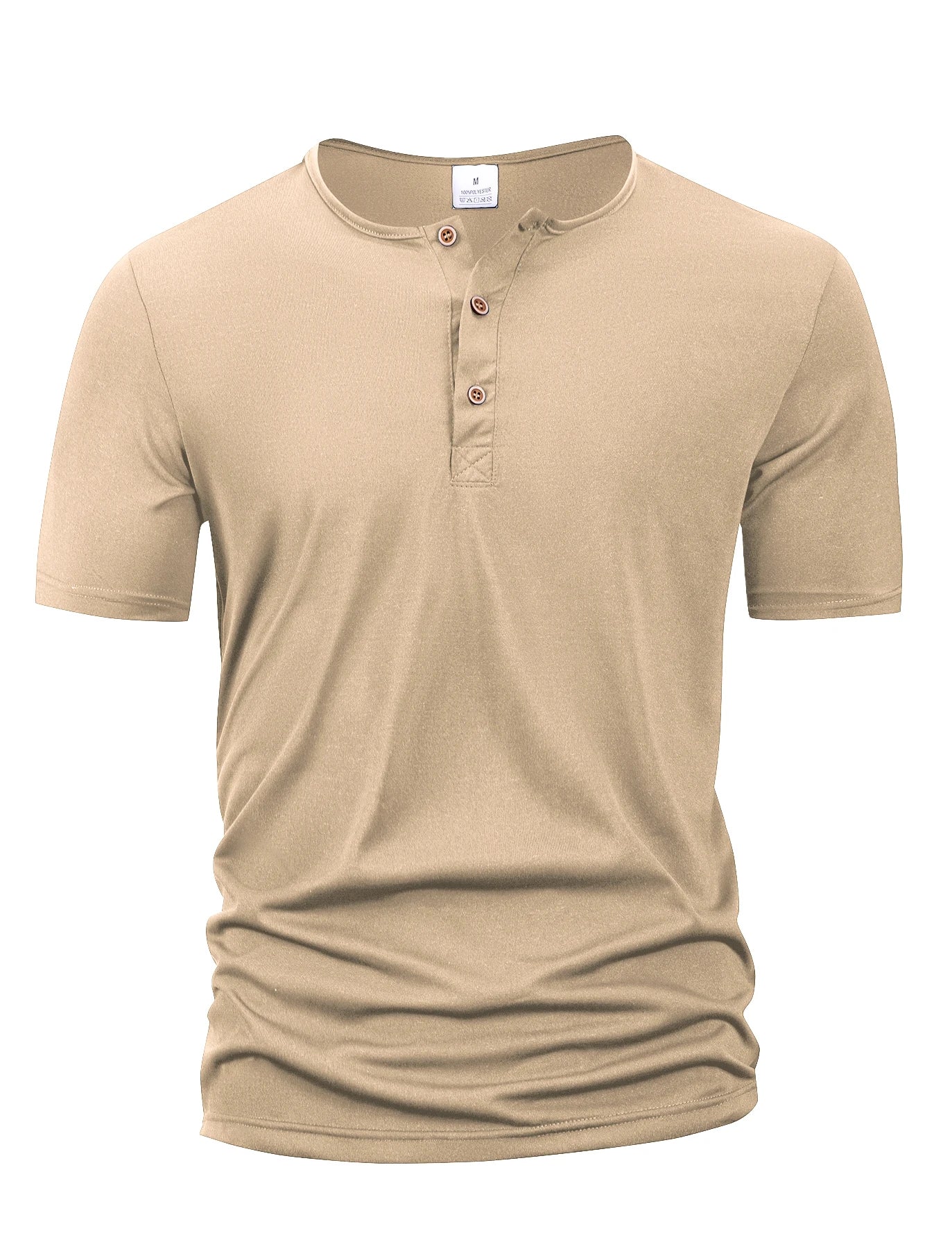 Men Henley Collar T-shirts Button Slim Casual Male Solid Color Short Sleeve Men Sports T-shirt Polo