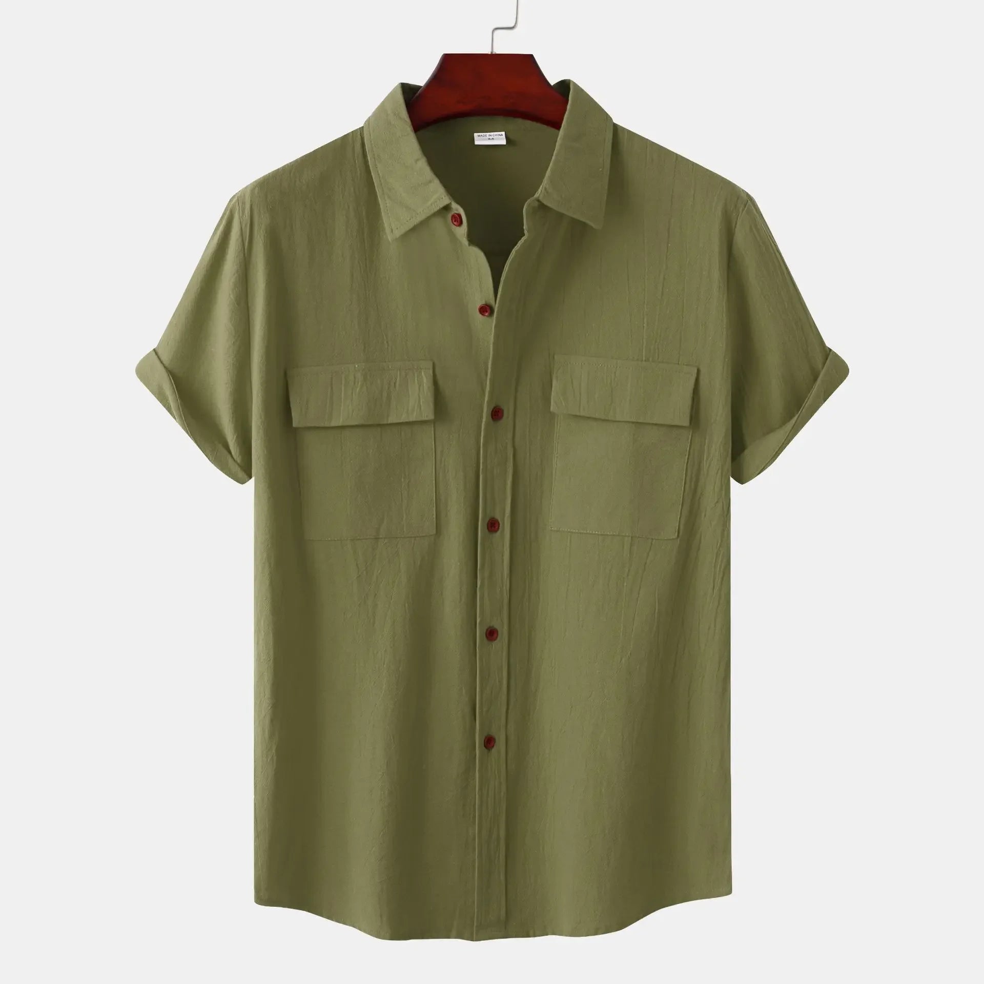Men's Linen T Shirts Fashion Tiki Blouses cotton