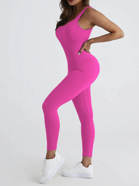 Women's suits slim fit square neck sleeveless jumpsuit ryoga suit