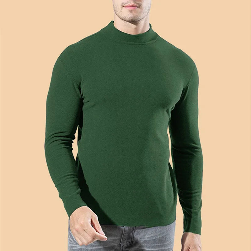 Winter Fashion Thermal Underwear Men Turtleneck T-shirts Long Sleeve Man Thermal T-shirt Men Sports First Layer Male Warm Coats