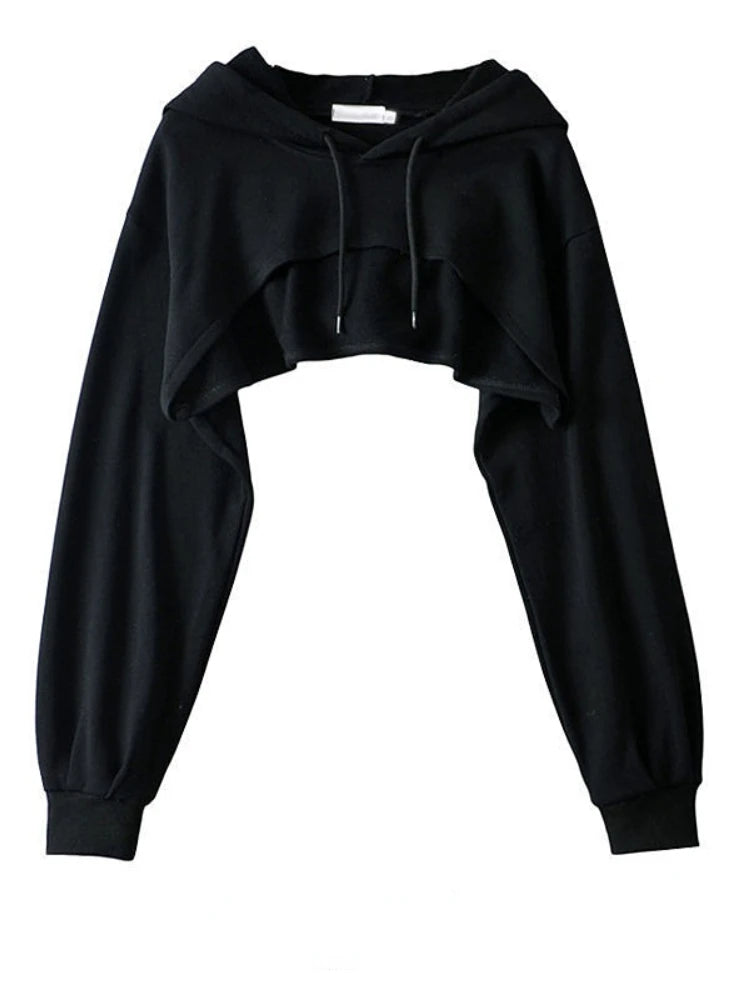 Shop Sleek Hoodies Women Loose Short Belly