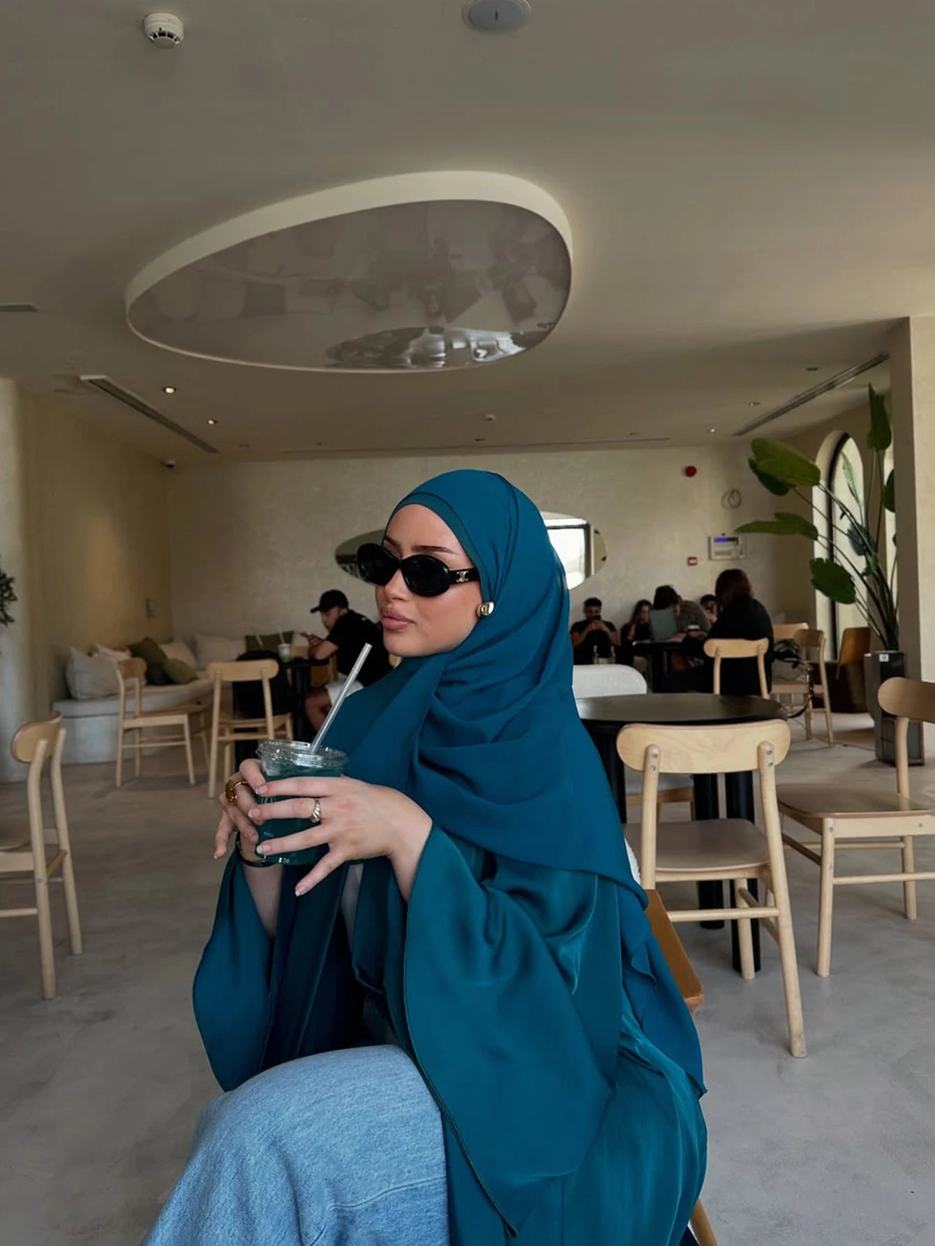 Women's solid color  and elegant cardigan abaya