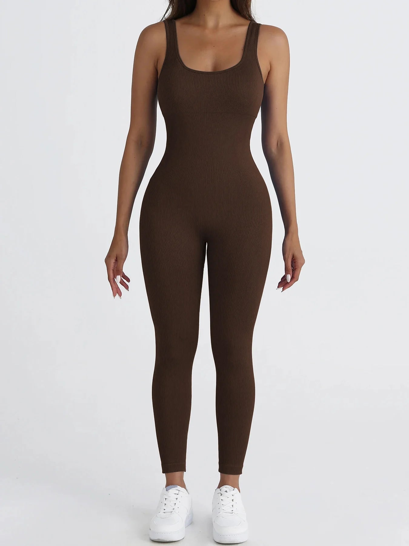 Women's shapewear jumpsuit slim fit square neck sleeveless summer jumpsuit ribbed yoga suit sports outdoor casual clothing