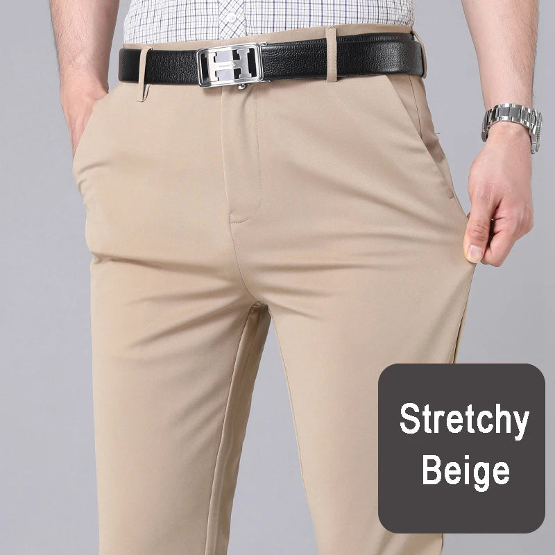 Male Pants Stretch pants Smart Casual Men's Office Quick Dry Suit Straight Pants
