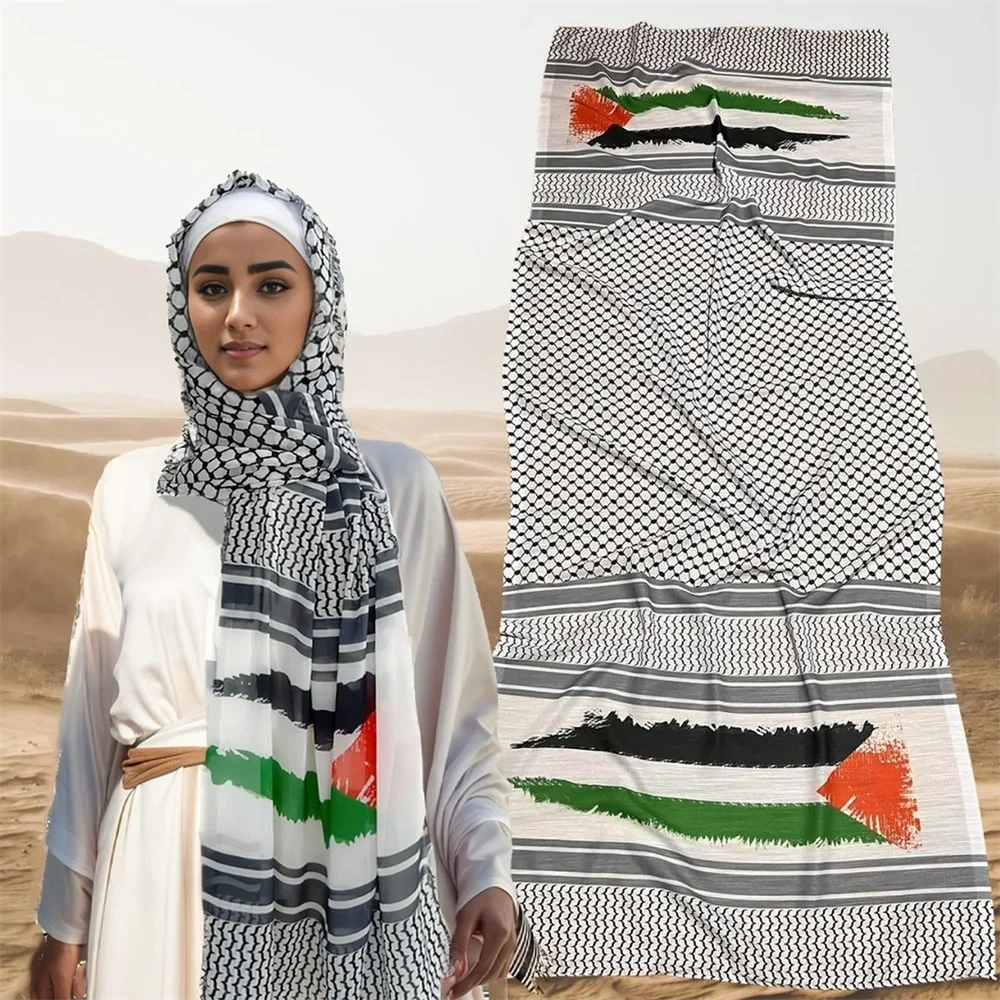NEW Kuffiyeh Hijab Palestinian Chiffon Scarf Women  Scarves Shawl Lady Print