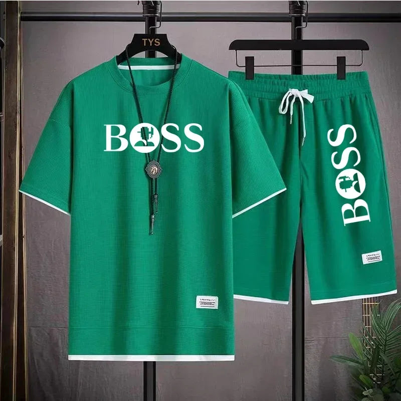 Men's luxury sportswear set casual fitness T-shirt and shorts 2-piece set with short sleeves summer 2025