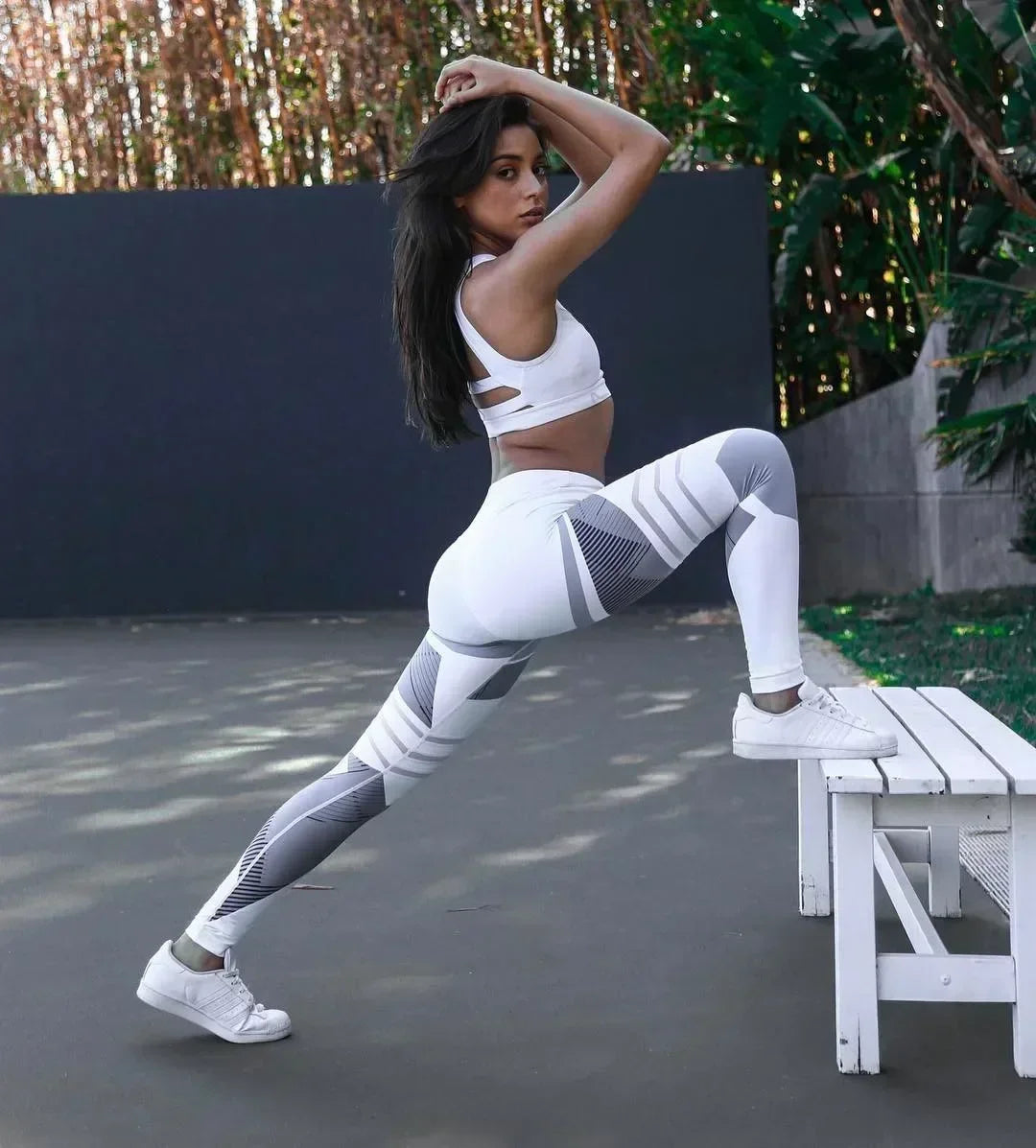 Women Quick Dry Sport Fitness Leggins Geometric Printed Sports Pants Yoga Pants Leggings Slim Tights Trousers For Women