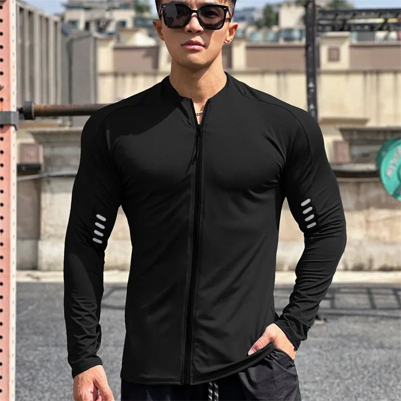spring autumn Jacket Men Fitness Sportswear Gym Training  Cardigan zipper