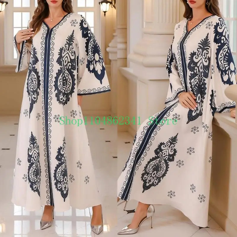 Women  Dress Embroidered Robes Dress Full Cover Middle East