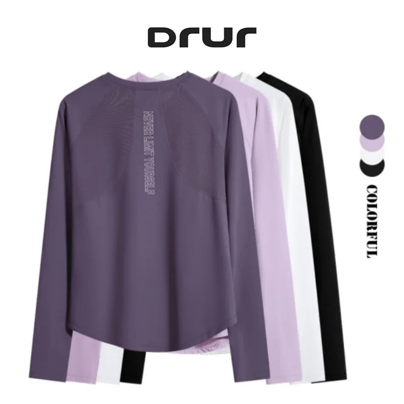 DRUR Long Sleeve Sports Tops Women Zipper Soild Yoga / Gym / Sportswear Fitness Jacket Female Workout Clothes For Cycling