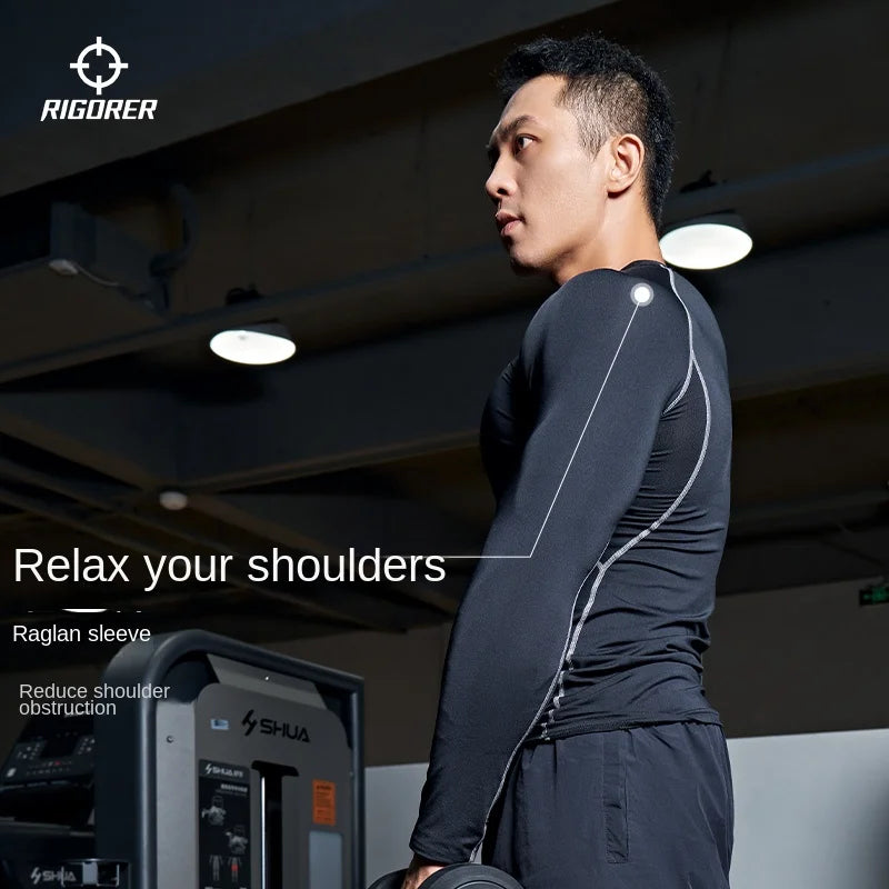 RIGORER Tight Elastic Clothing Autumn And Winter Gym t-shirt man Sportswear Long Sleeve Compression Clothing Training t shirt