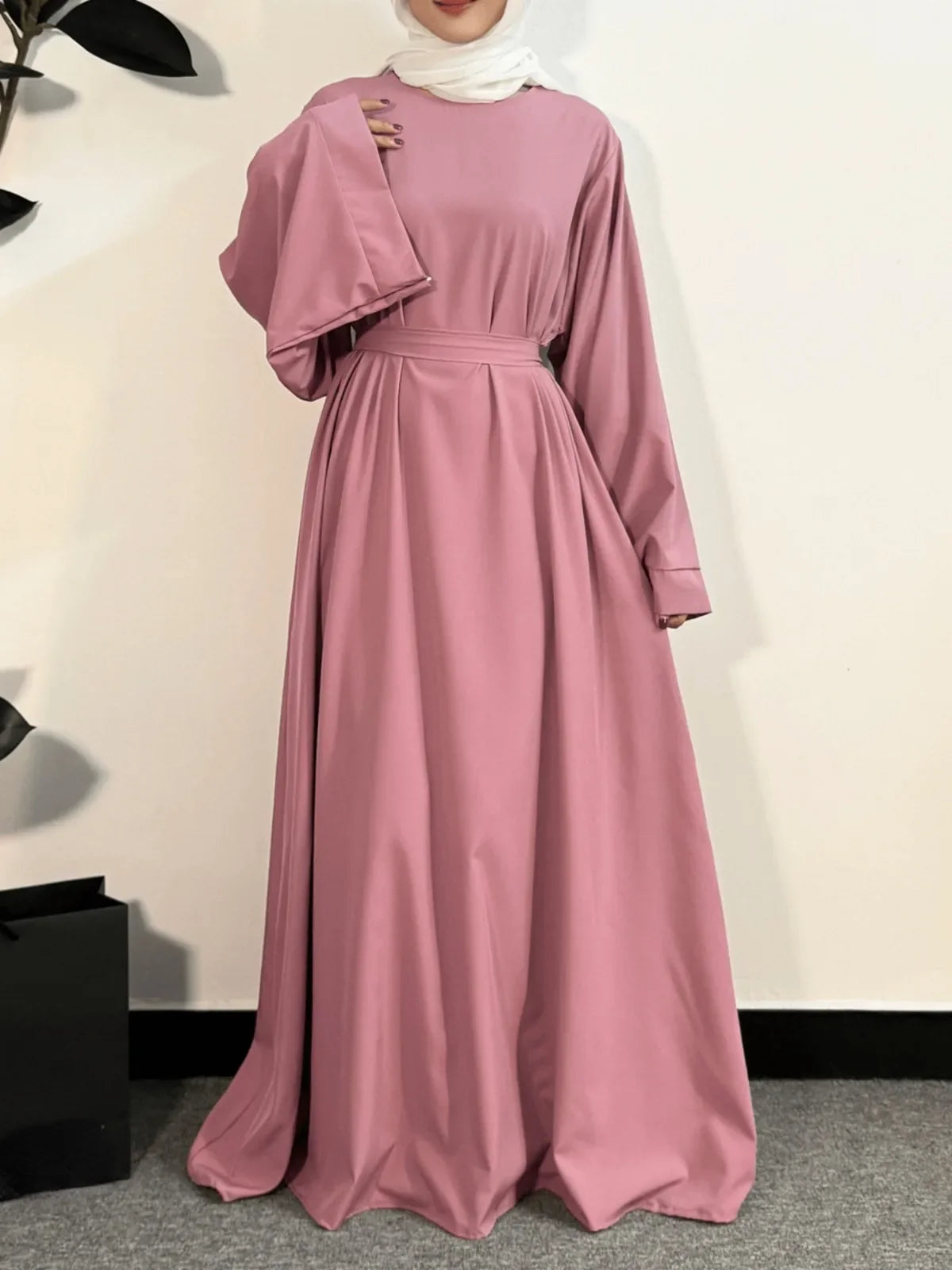 Abayas Women Kaftans Prayer Dress With Belt Full Sleeve  Clothing Robe  Dresses Women Jilbabs