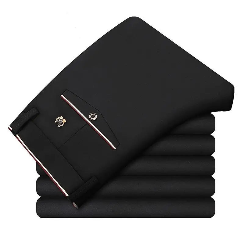 High Stretch Men's Dress Pants High Waist Elastic Formal Suit Pants  Classic Casual Trousers Slim Fit