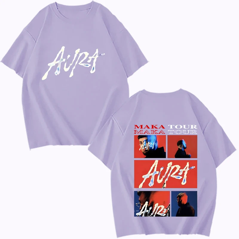 Rapper Maka Aura 2025 Tour Merch T Shirts  men women Oversized 100% Cotton Hot sale short sleeve Summer  Unisex plus size tops