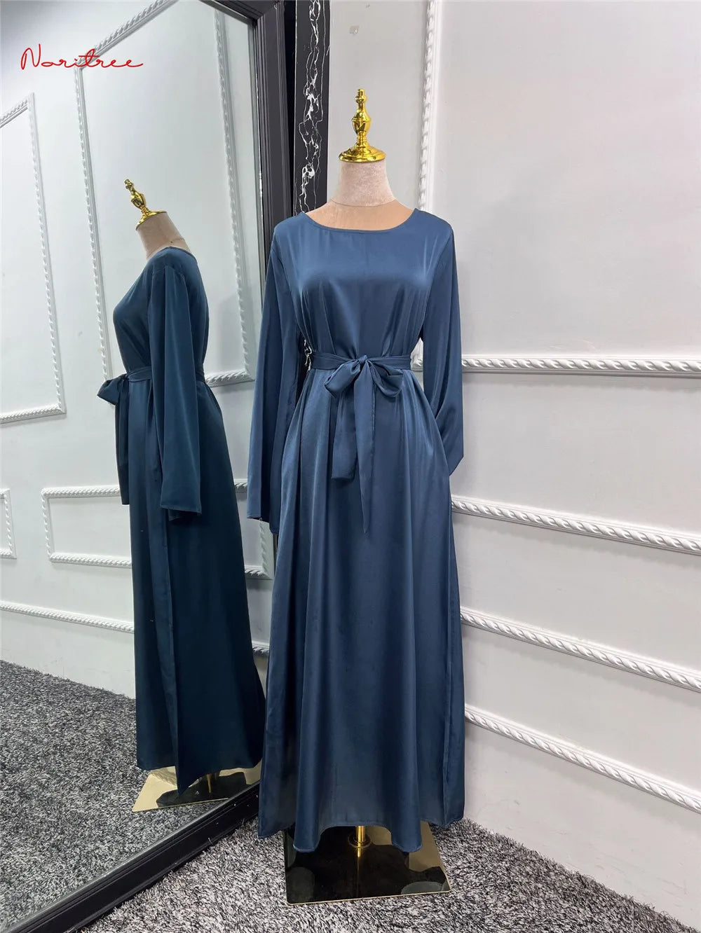 Fashion Sliky  Dress Dubai Full Length Flare Sleeved Soft Abaya 2025