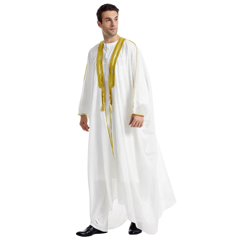 Eid Clothing Men Kaftan Moroccan Kebaya Open Muslim  National Costume For Prayer Clothes