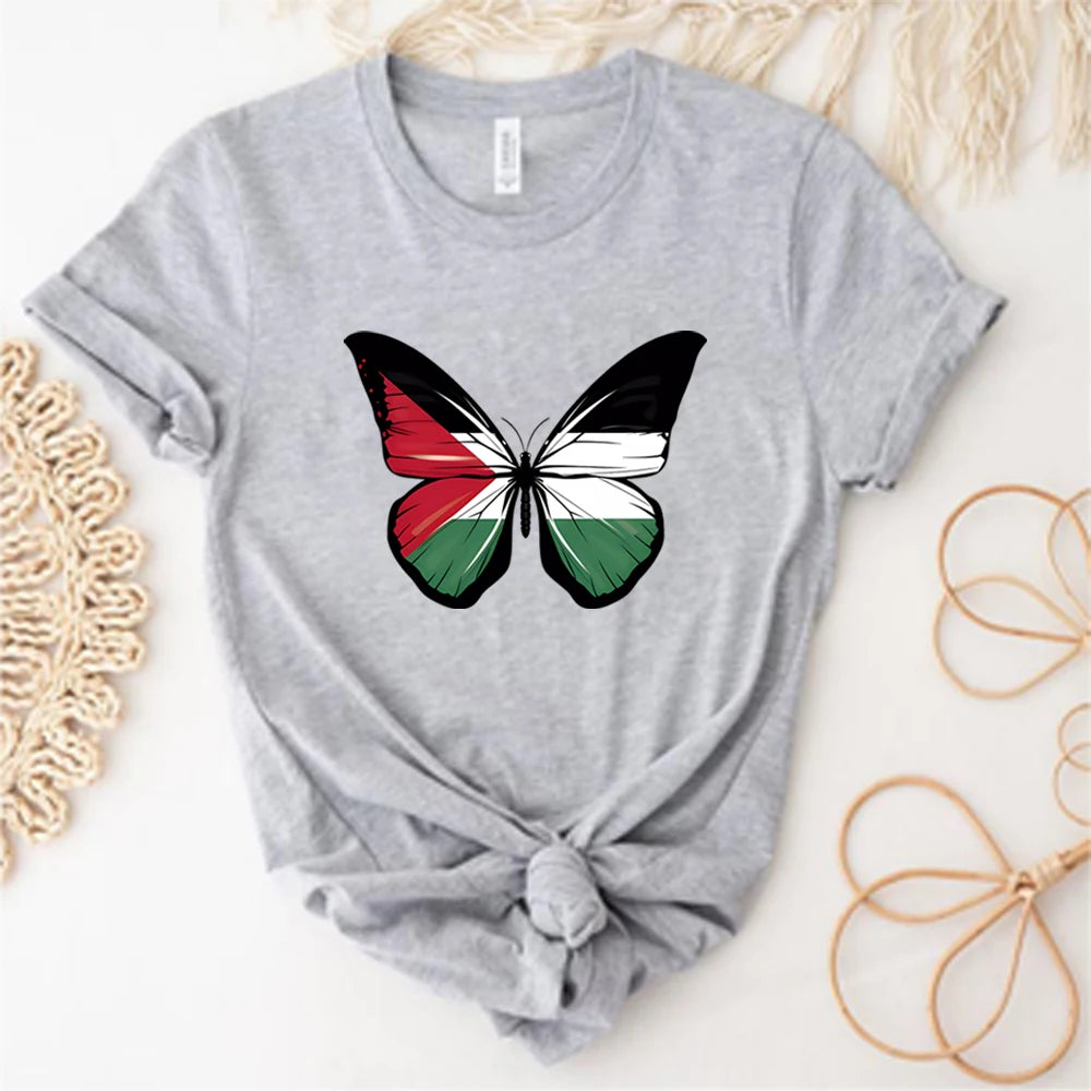 Vintage Butterfly Palestine Graphic T Shirt Activist Shirt This Is Not A Watermelon Merch Unisex Trendy Short Sleeve Human Rights