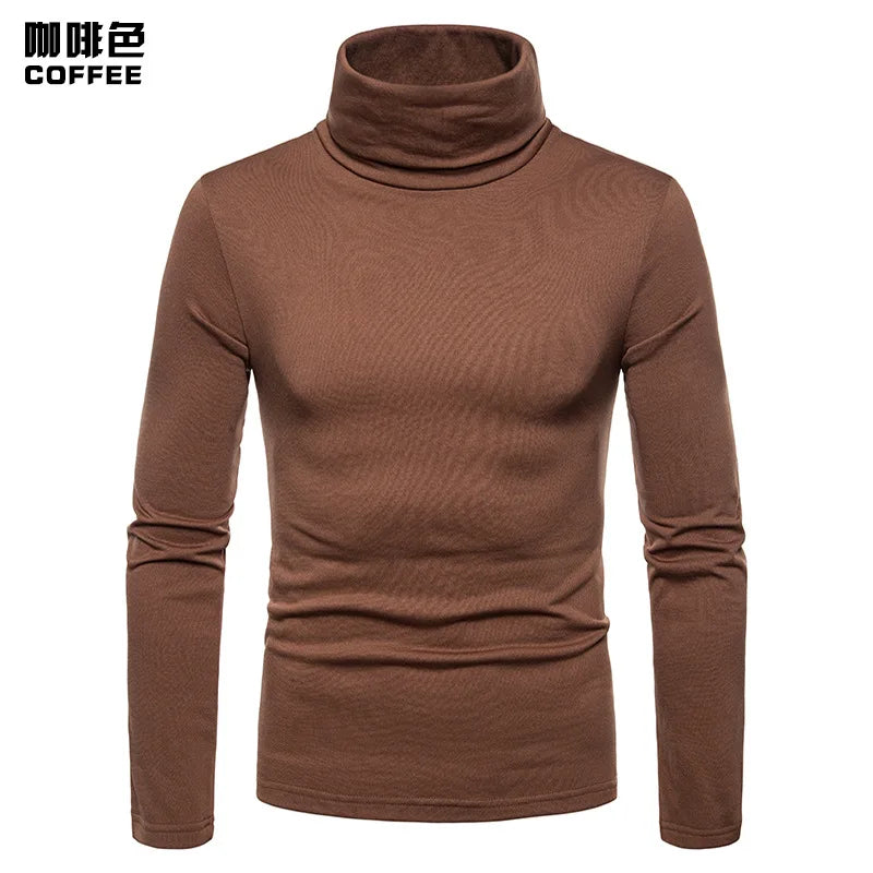 Winter Fashion Thermal Underwear Men Turtleneck T-shirts Long Sleeve Man Thermal T-shirt Men Sports First Layer Male Warm Coats