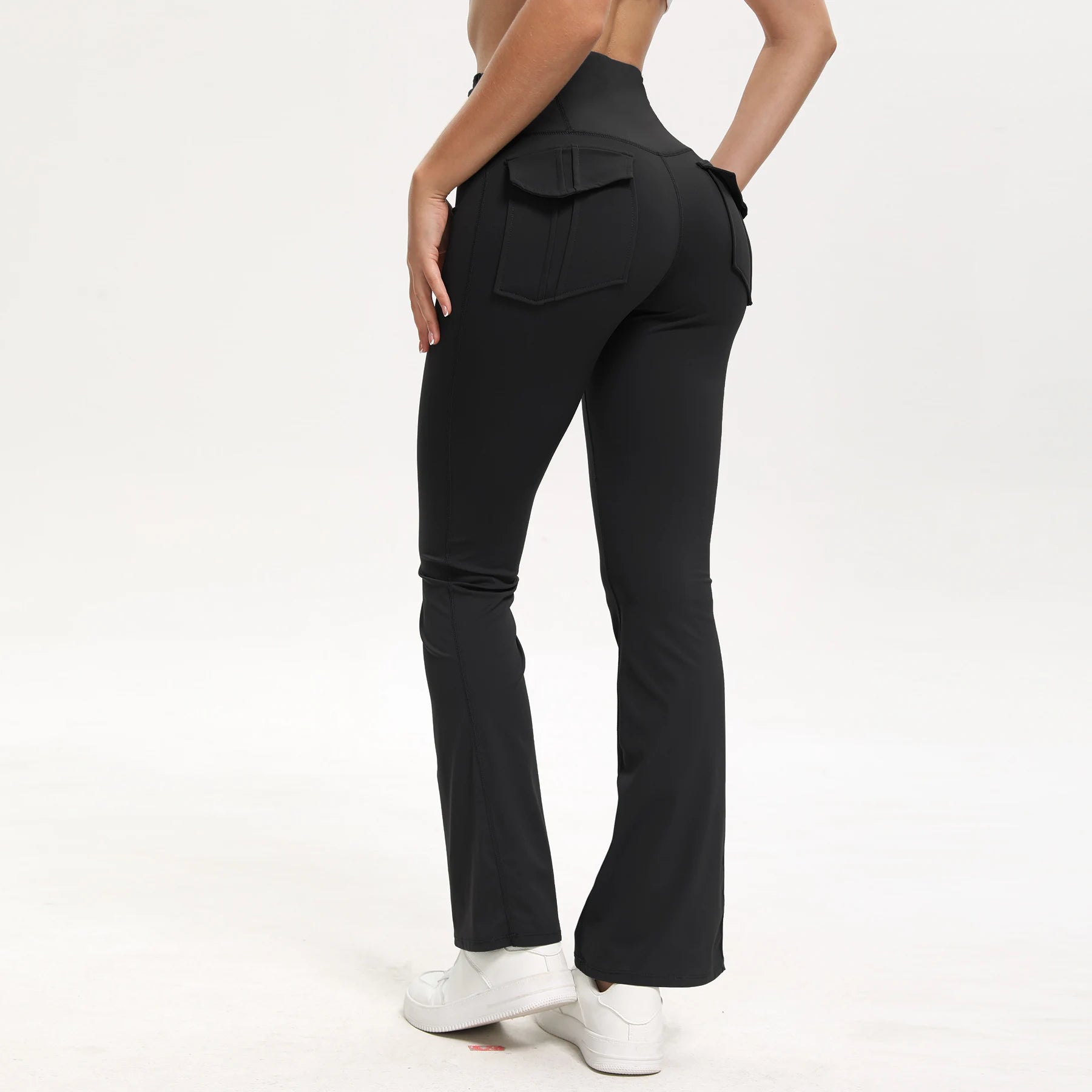 Women's High Waisted  Pants with Pockets Tummy Control Bootcut Leggings for Gym Fitness Casual Wear