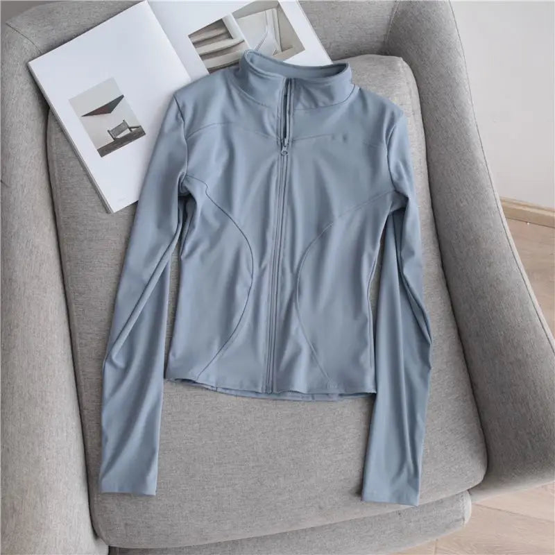 1pcs Women's Fitness Sports Jacket Zipper Long-sleeved Yoga Top Gym Running Training Yoga Clothes Quick-drying Breathable Top