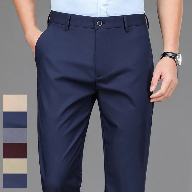 Male Pants Stretch pants Smart Casual Men's Office Quick Dry Suit Straight Pants