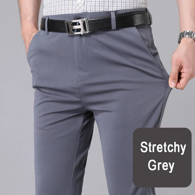 Male Pants Stretch pants Smart Casual Men's Office Quick Dry Suit Straight Pants