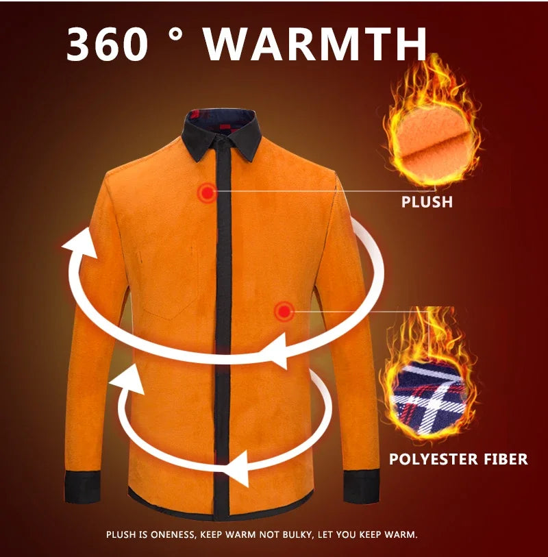 Men thermal shirt Winter Thick Flannel Warm Plaid Dress Shirts Long Sleeve Men's Work Shirts Casual Slim Fit thermo shirts 6XL