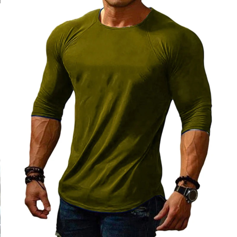 2023 New Men's O Collar Long Sleeve T Shirt Solid Spring Casual Mens Top High Quality Male Tops Clothes Men's T-shirts