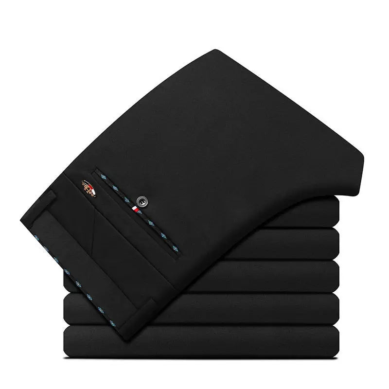 High Stretch Men's Dress Pants High Waist Elastic Formal Suit Pants  Classic Casual Trousers Slim Fit